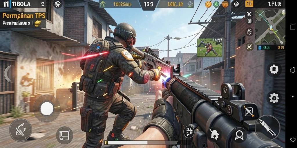Screenshot menampilkan aksi seru dalam game TPS 11BOLA.