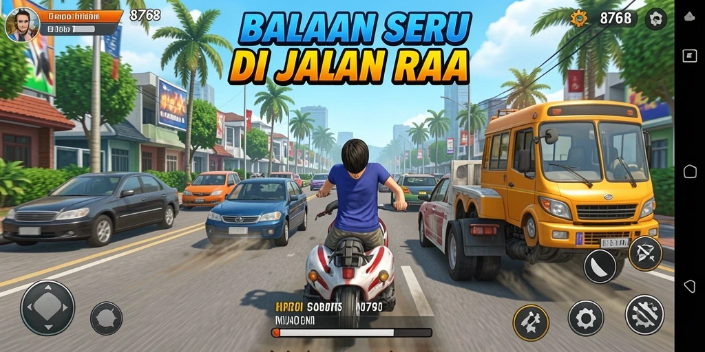 Gameplay seru balapan mobil di 8768.