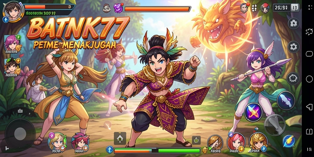 Screenshot menunjukkan aksi pertarungan dalam dunia anime yang penuh warna.