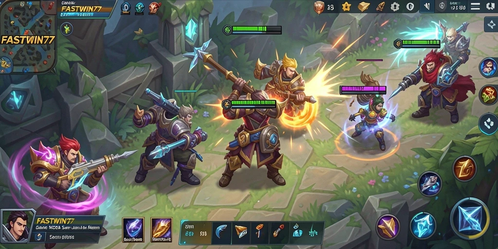 Tampilan gameplay seru dengan strategi tim yang mendebarkan.
