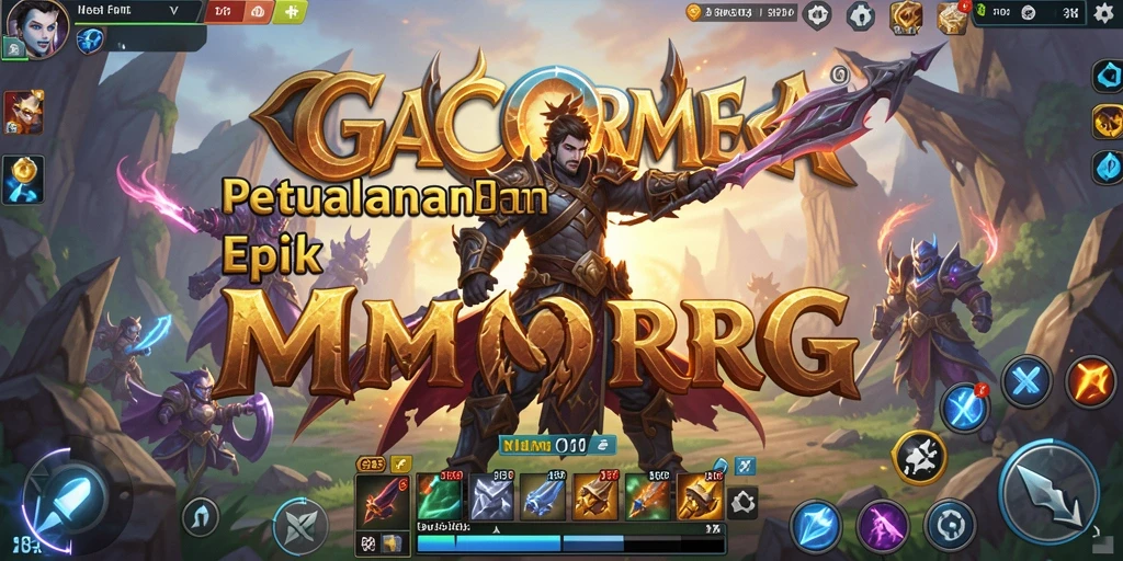 Screenshot gameplay GACORMEGA menampilkan pertarungan epik dalam dunia MMORPG.