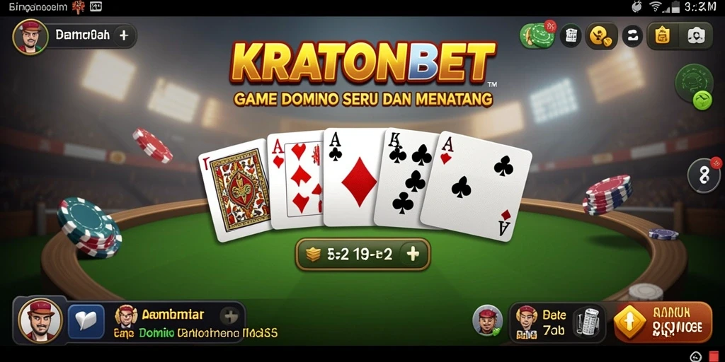 Screenshot gameplay seru dari KRATONBET yang menunjukkan suasana permainan Domino.
