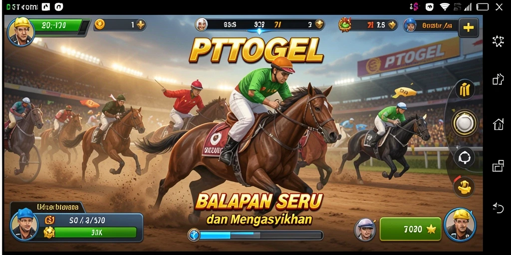 Tampilan gameplay PTTOGEL dengan kendaraan balap yang cepat.