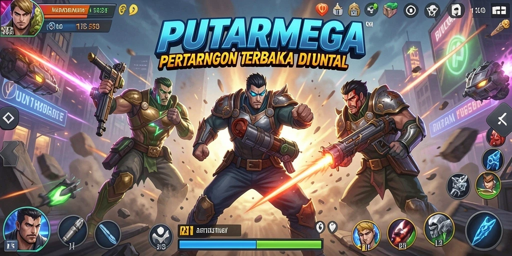 Tampilan pertarungan yang seru dan penuh aksi di PUTARMEGA.