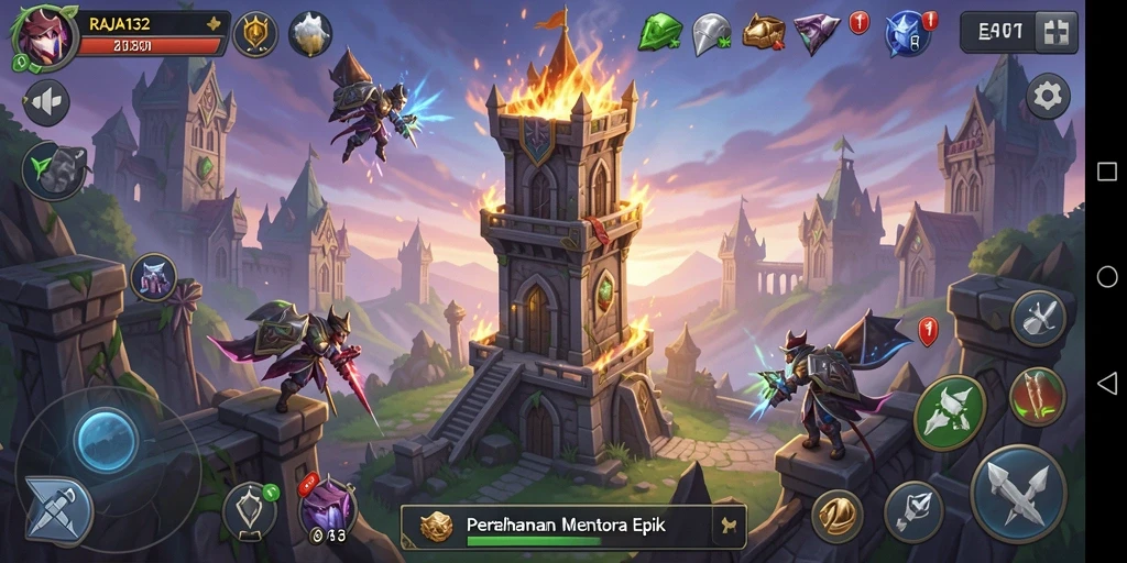 Tampilan gameplay yang mendebarkan dalam RAJA132, strategi bertahan yang menegangkan.