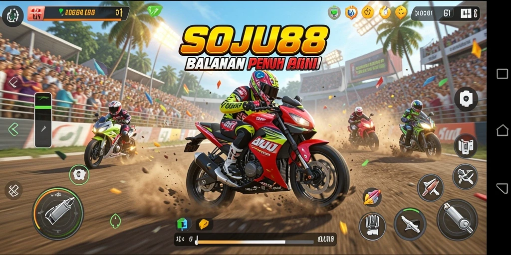 Gameplay seru balapan motor di SOJU88 dengan lintasan menantang.