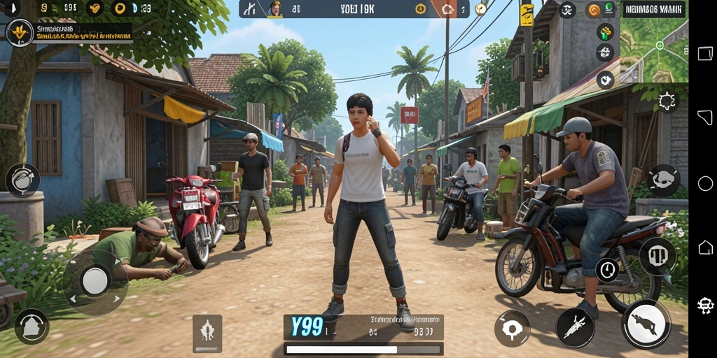 Tampilan gameplay Y89 yang menampilkan interaksi karakter dalam simulasi kehidupan.